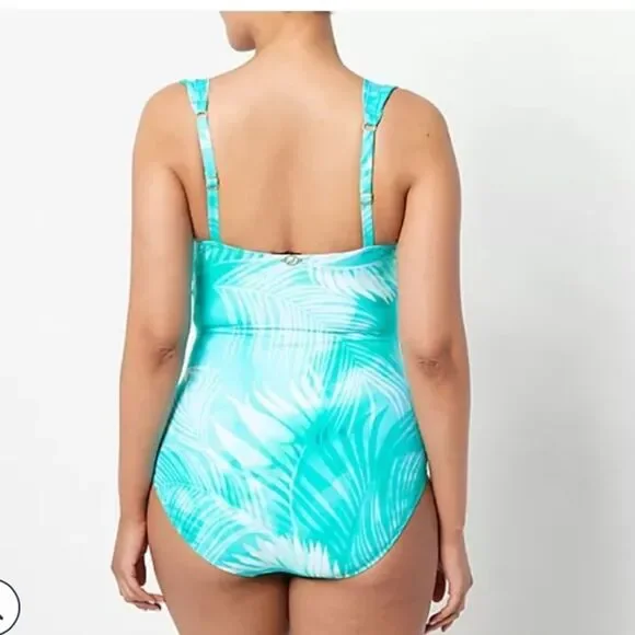 New Jantzen Teal Palm Slimming Swimsuit - Picture 14 of 14